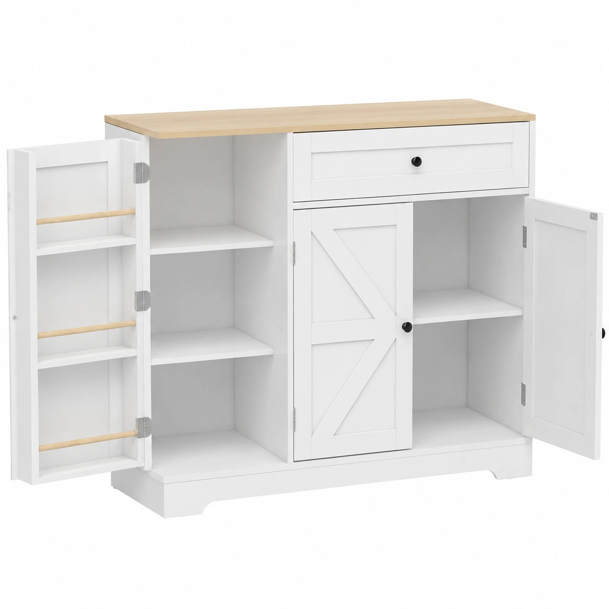 Sideboard – 100 × 40 × 81 cm, mit Schubladen, mit mehreren Türen, mit Ablagen, für Esszimmer und Wohnzimmer