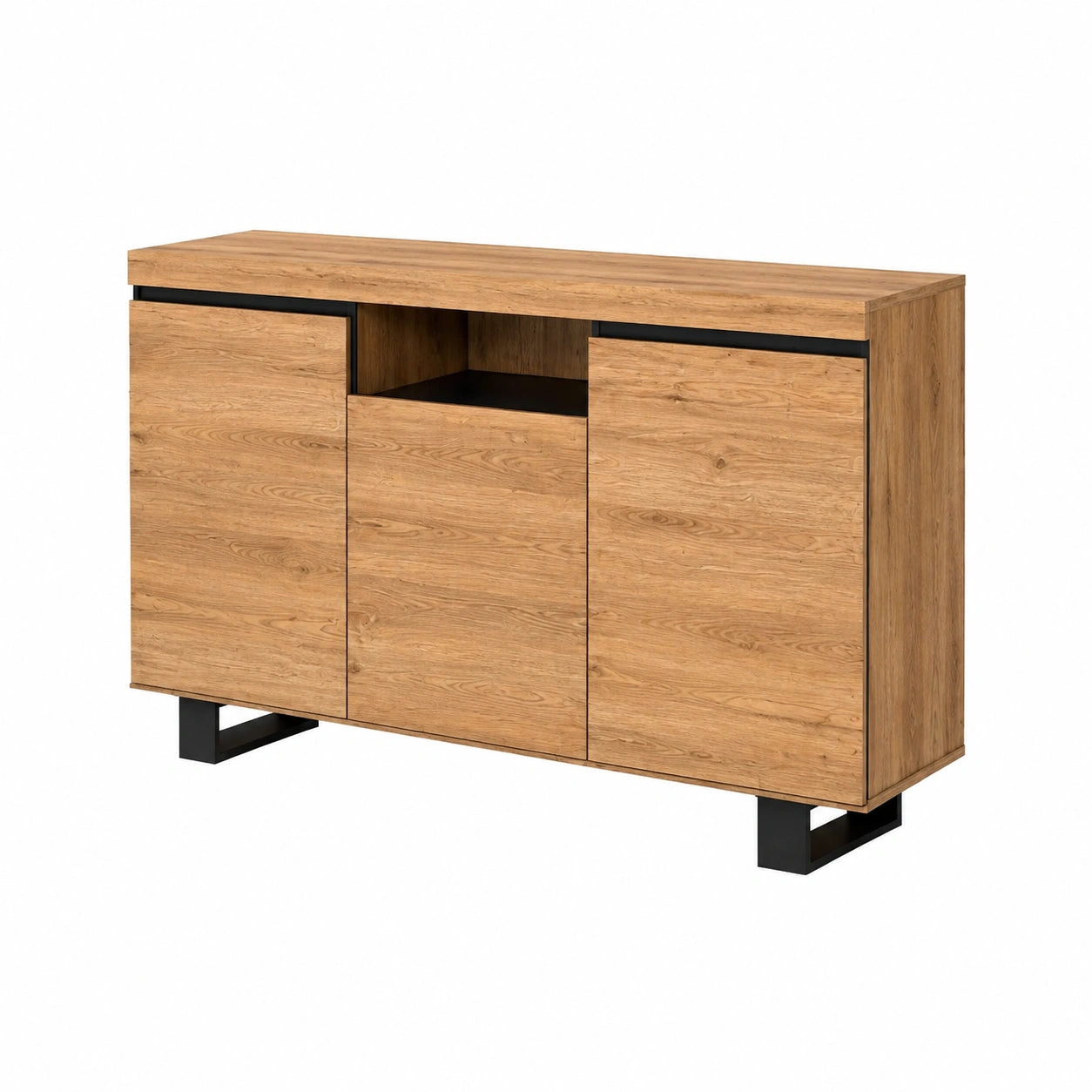 Sideboard – 120 cm, aus Eichenholz, Schwarz, für Esszimmer