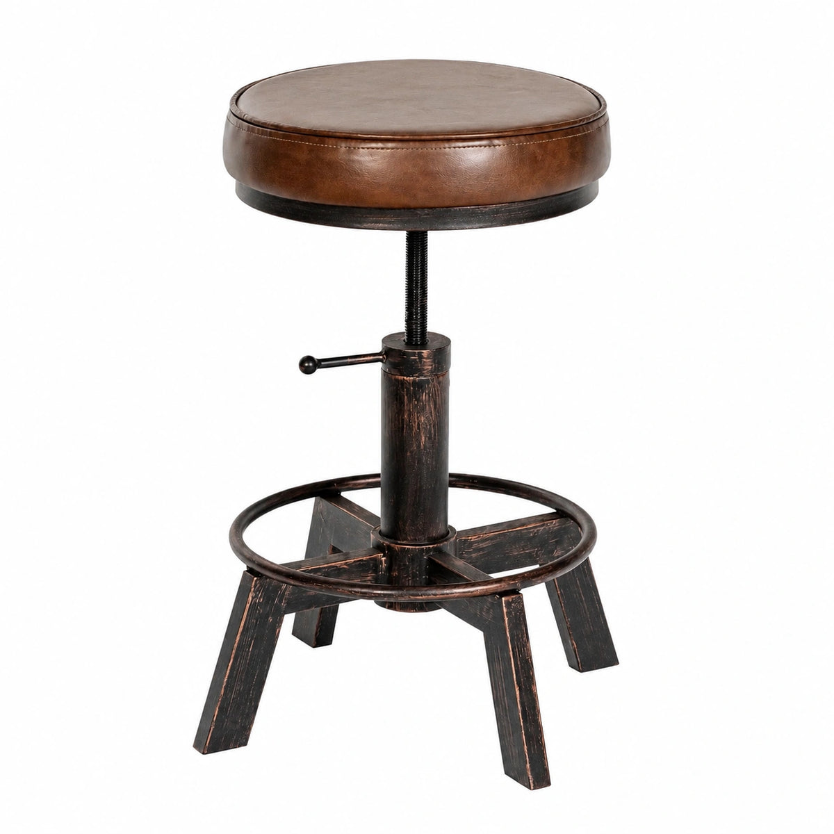 Sitzhocker – 2er-Set, Industriestil, höhenverstellbar, gepolstert