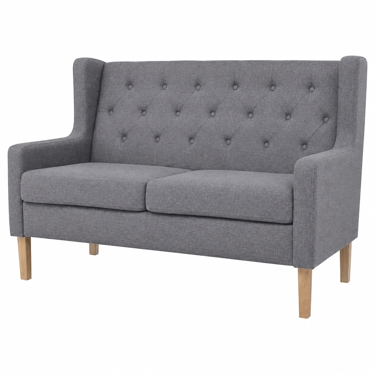 Sofa – 2-Sitzer, skandinavischer Stil, gepolstert, aus Stoff, Grau