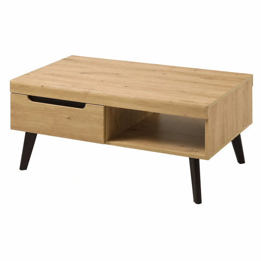 Couchtisch – 67 cm, skandinavischer Stil, aus Eichenholz, Schwarz, für Wohnzimmer
