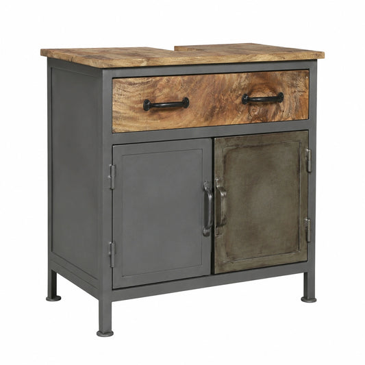 Waschbeckenunterschrank – 71 × 63 × 35 cm, Industriestil, aus Massivholz und Metall, für Badezimmer