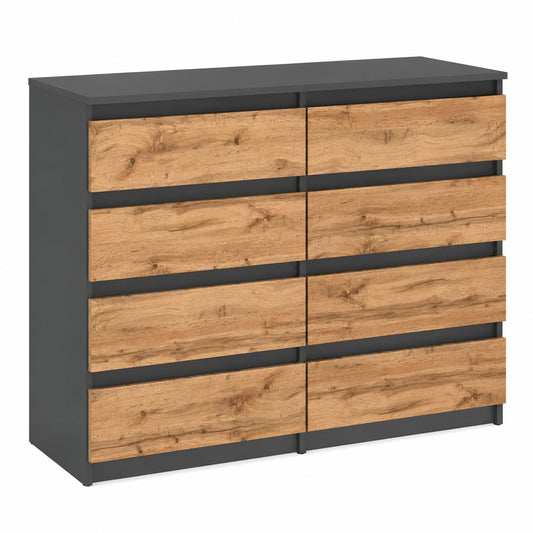 Kommode – 120 × 92,5 × 33,5 cm, mit Schubladen, aus Holz, Grau, für Schlafzimmer und Flur
