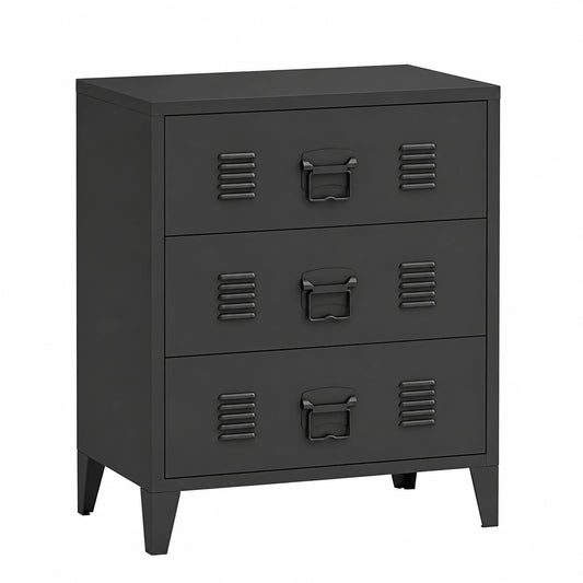 Kommode – 60 × 40 × 72 cm, Industriestil, mit Schubladen, aus Stahl, Schwarz, für Wohnzimmer und Büro