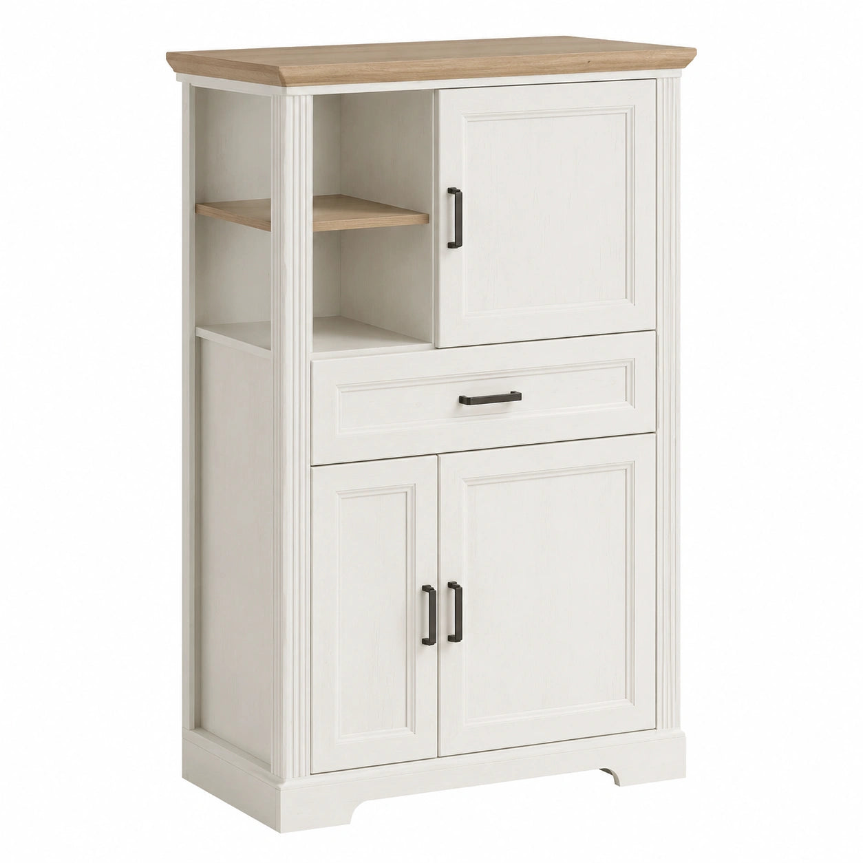 Schrank – 93 × 150 × 42 cm, Landhausstil, mit Stauraum, mit LED-Beleuchtung, aus Eichenholz, Artisan-Eiche