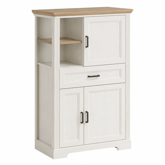 Schrank – 93 × 150 × 42 cm, Landhausstil, mit Stauraum, mit LED-Beleuchtung, aus Eichenholz, Artisan-Eiche