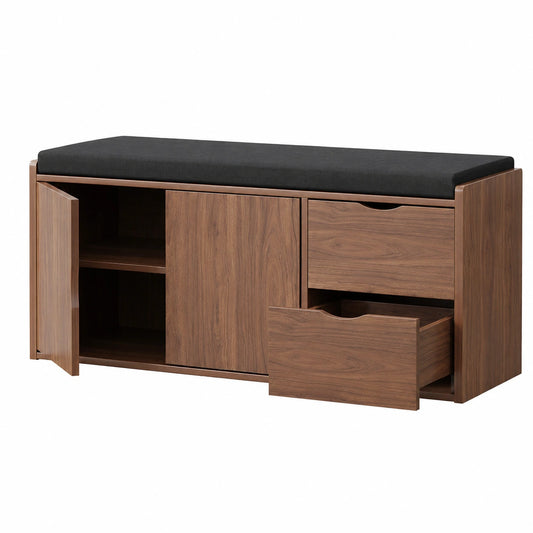 Schrank – 101 cm, Industriestil, mit Schubladen, aus Eichenholz, Walnuss, für Schlafzimmer
