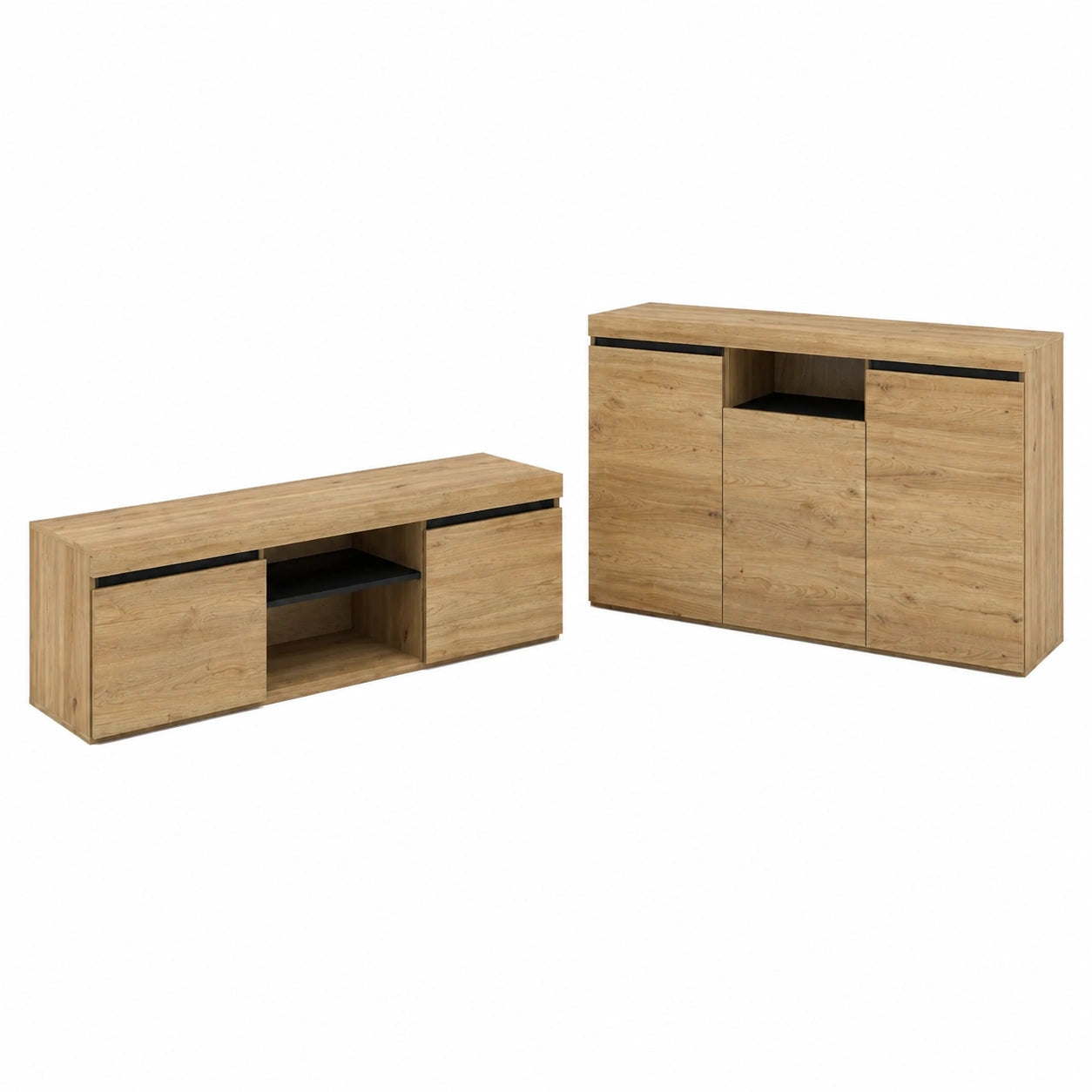Schrank – 140 cm, aus Eichenholz, Schwarz, für Esszimmer und Wohnzimmer