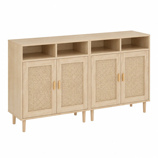 Sideboard – 80 × 40 × 94 cm, aus Rattan, für Esszimmer, Küche und Wohnzimmer