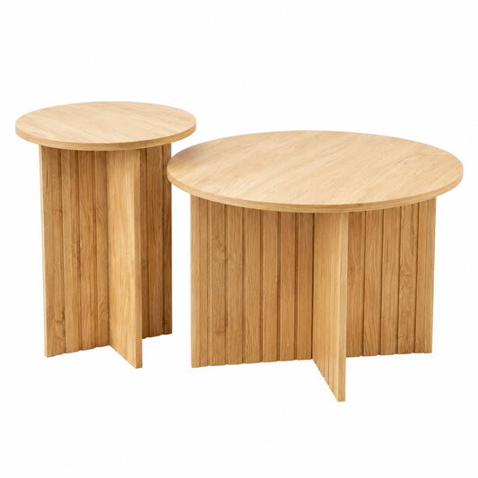 Couchtisch – 2er-Set, skandinavischer Stil, runde Form, aus Holzwerkstoff und MDF, für Wohnzimmer