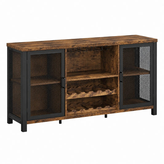 Sideboard – 140 cm, mit Stauraum, aus Metall und Holz, Braun, für Küche
