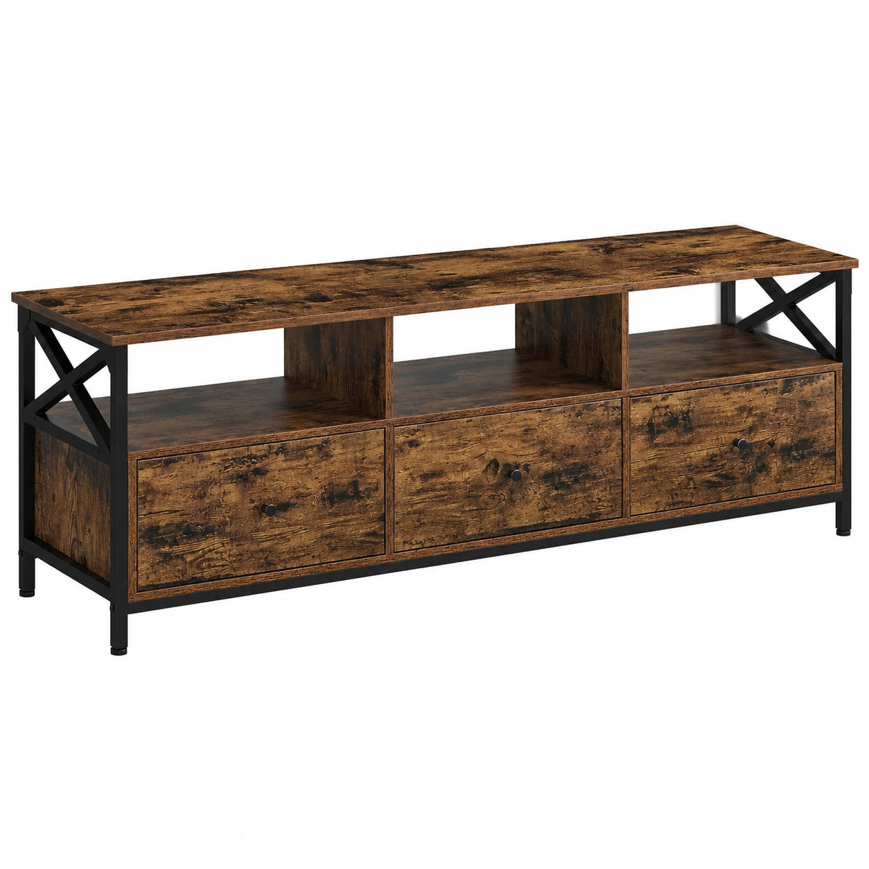 TV-Schrank – 40 × 147 × 50 cm, mit Schubladen, Schwarz, für Wohnzimmer