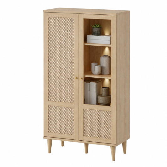 Vitrine – mit mehreren Türen, aus Holzwerkstoff und Eichenholz